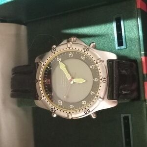 Paolo designed by Paolo Gucci men's watch black band. AUTHENTICATED CERT INC
